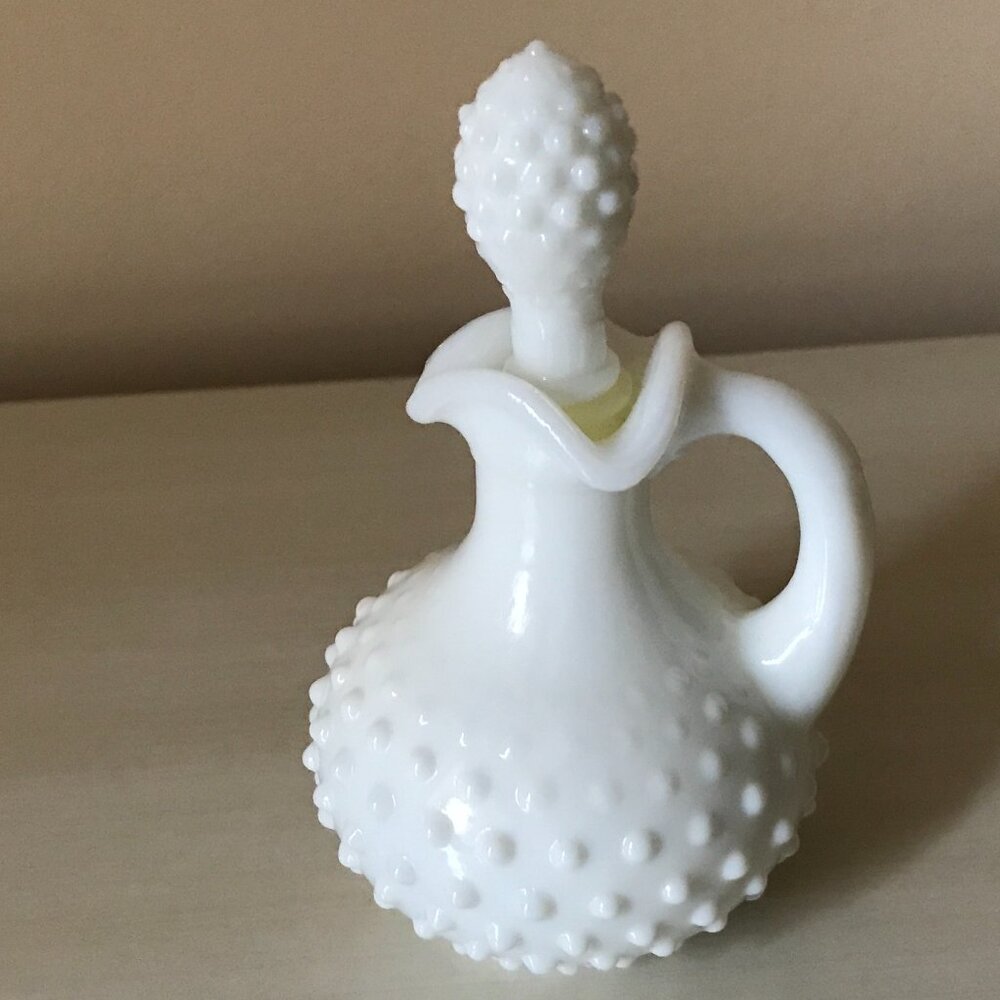 Vintage Hobnail Cruet - White Milk Glass